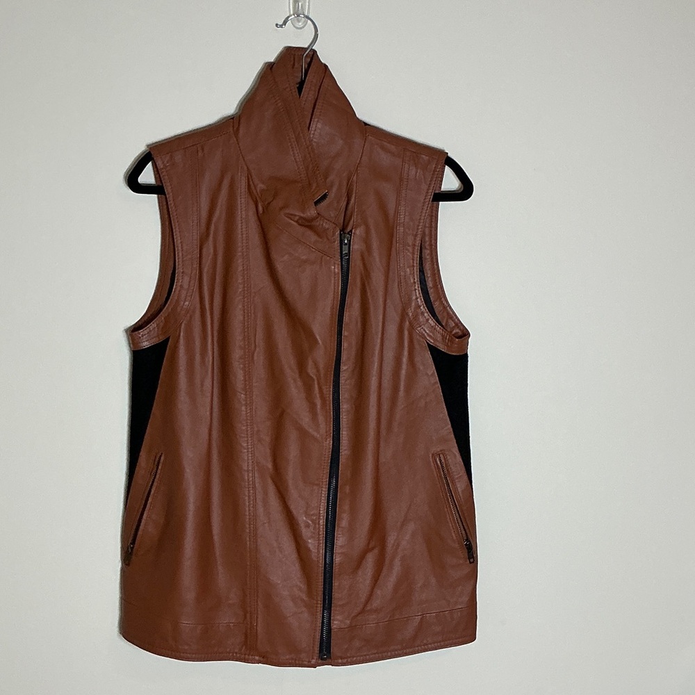 Mural Tan Faux Leather Vest